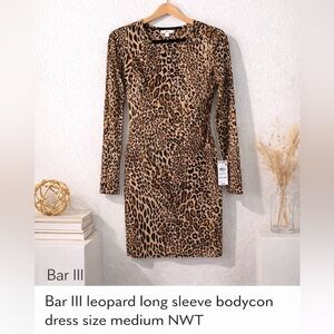 Bariii body con leopard long sleeve dress size medium NWT